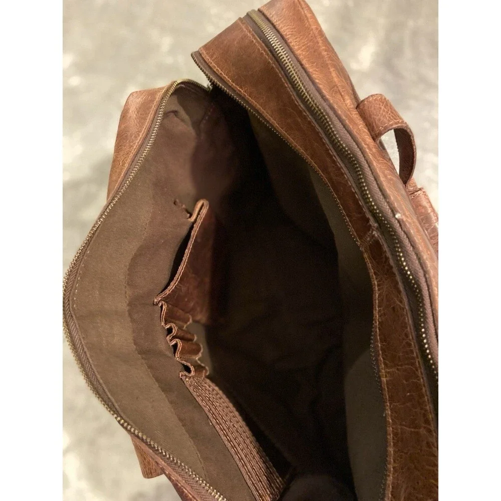 VTG Levinson Leather Goods Parker Messenger Work Bag Brown Buffalo Briefcase USA